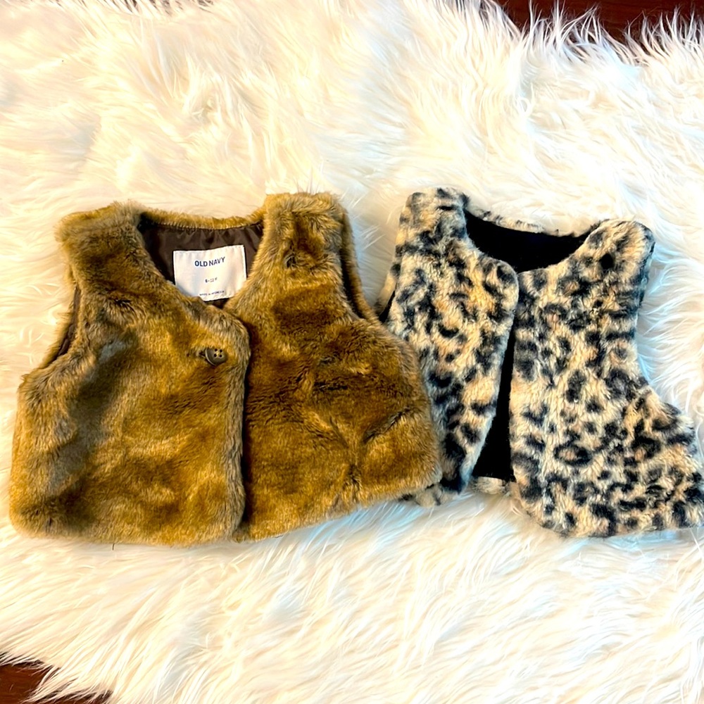 Bundle of 2 Fur Vests Size 6-12 months